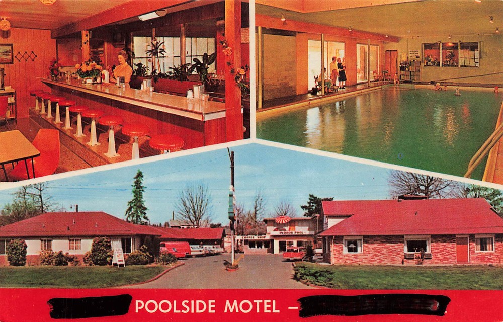 Oregon City Or Poolside Motel & Coffee Shop  Vintage Roadside Postcard 092323 S