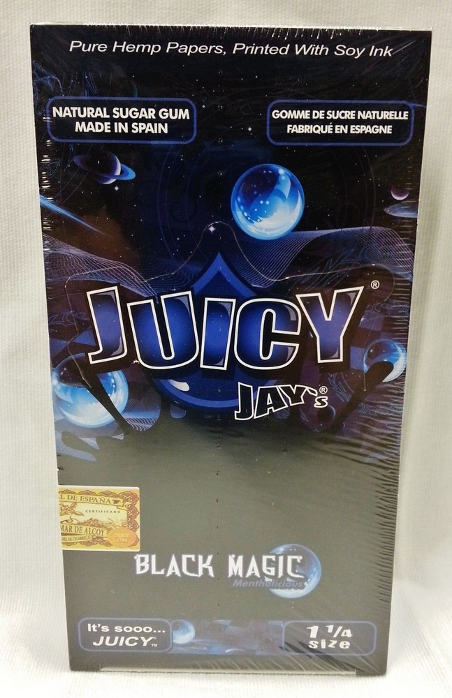 Juicy Jay 1 1/4 Black Magic Rolling Paper 2 Boxes 48 Packs Free Shipping
