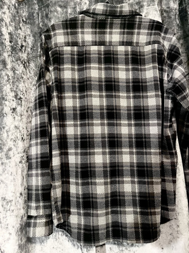 GEORGE Grey and Black Plaid Flannel Men’s Long Sleeve Shirt Size M