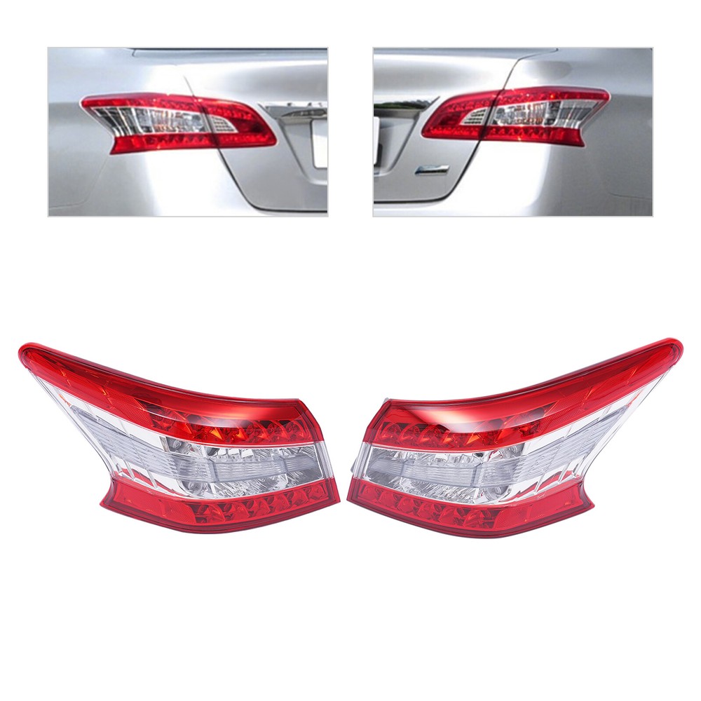 2013-2015 Nissan Sentra Pair of Outer Tail Lights Brake Lamps Left Right