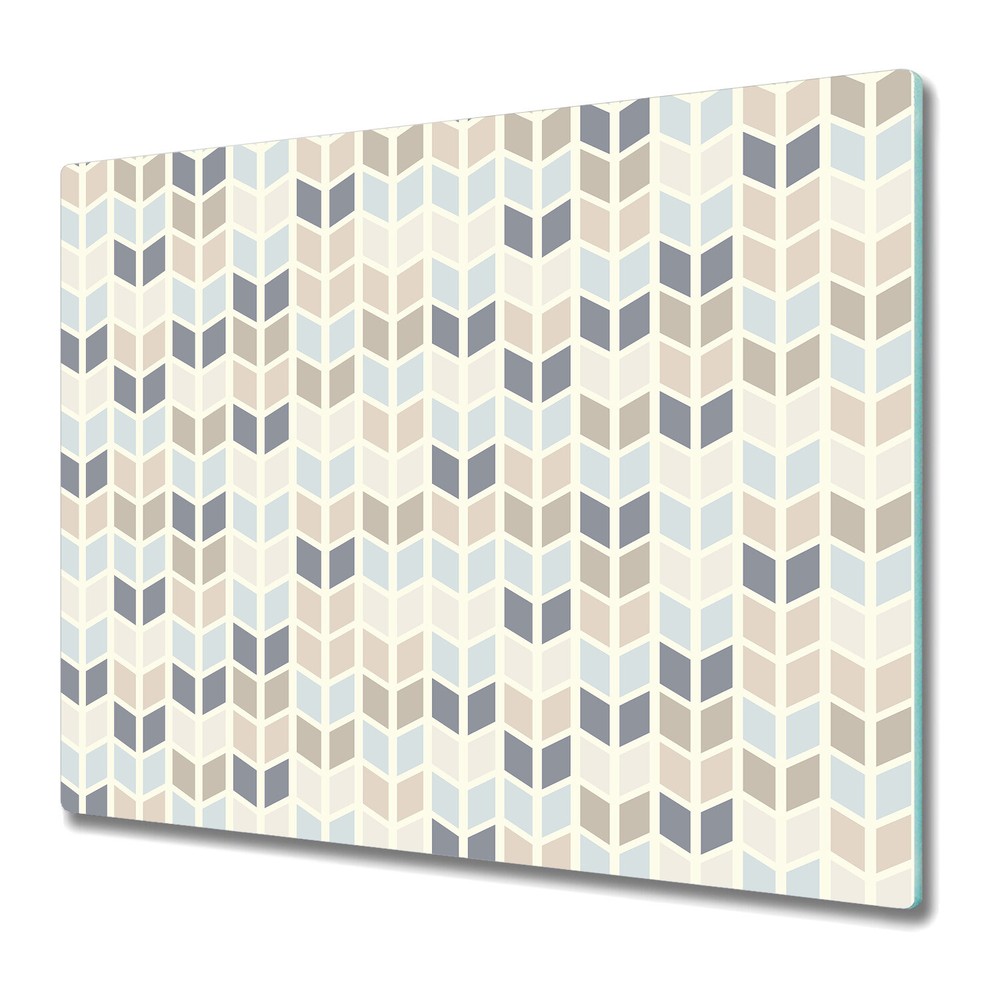 Glass Worktop Saver Geometric texture pastel tints blue & brown 60x52