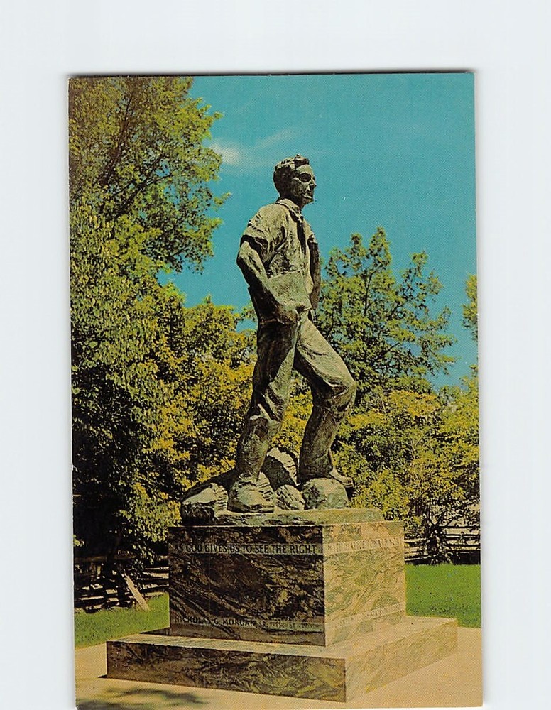 Postcard Abraham Lincoln Bronze Statue New Salem State Park Illinois USA