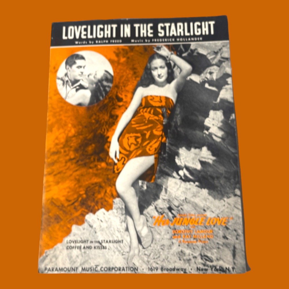 Dorothy Lamour Love Light In The Starlight VTG Sheet Music 1938 Her Jungle Love