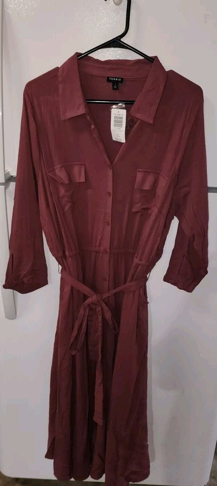 Torrid 1 Maroon Burgundy Mini Charm Pullover Dress Plus Size 1X 14-16