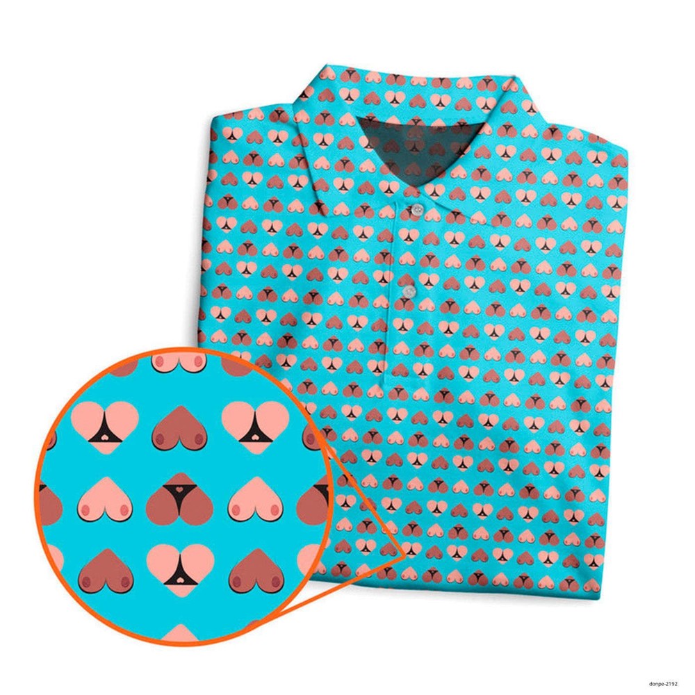 Heart Hip - Funny Golf Polo Shirt Blue Quick Dry Short Sleeve Shirts Men's