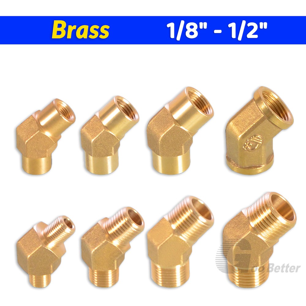 Brass BSP 45 Degree Elbow Male Female Threaded Fittings Connector Air Water