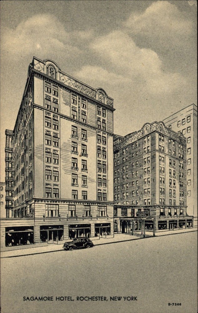 Sagamore Hotel ~ Rochester New York ~ unused 1940s linen postcard