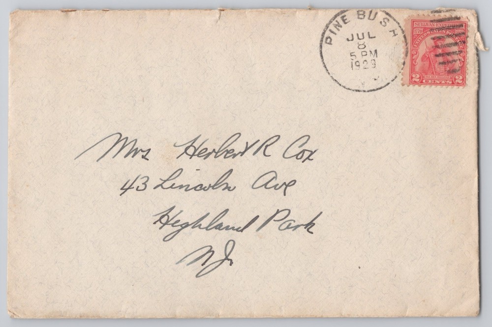 Pine Bush, NY, 2c Washington stamp envelope, circular postmark cancel, addressed
