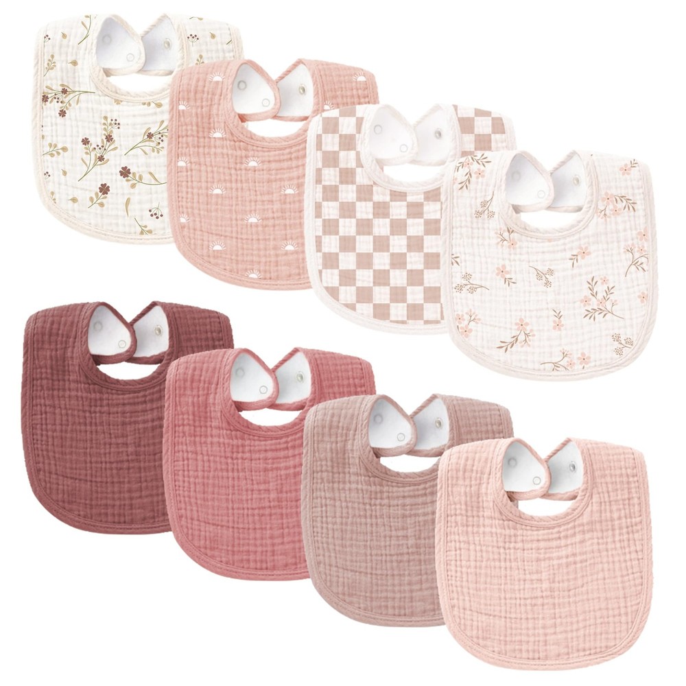 Konssy Muslin Baby Bibs 8 Pack Baby Bandana Drool Bibs Cotton for Unisex Boys