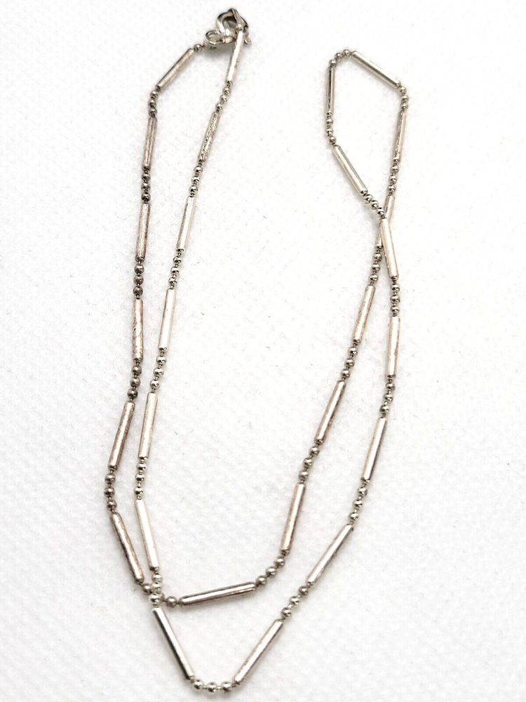 Vintage Sterling Silver Bead Bar Necklace 925 Italy BB 18