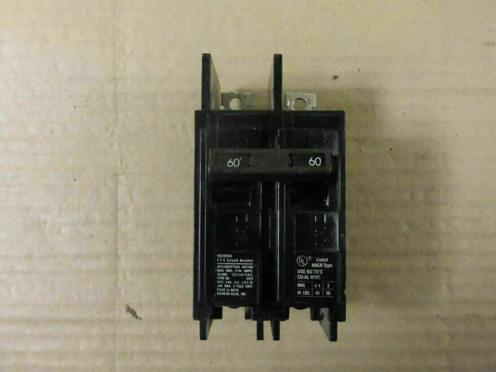 NEW ITE Siemens BQ BQ2B060 2 Pole 60 Amp 240V Circuit Breaker NTO
