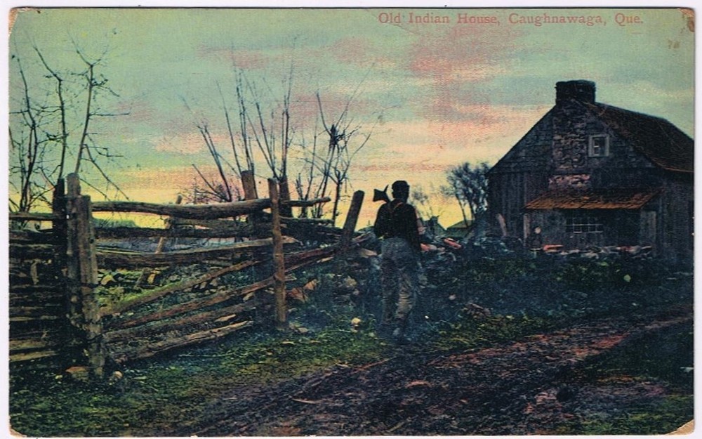 Postcard Old Indian House Caughnawaga Quebec 1909