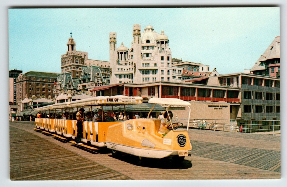 Atlantic City Postcard Marlborough Blenheim Hotel Tram Car Boardwalk Unposted