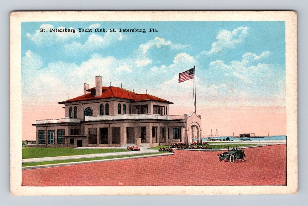 St Petersburg FL-Florida, St Petersburg Yacht Club Antique, Vintage Postcard