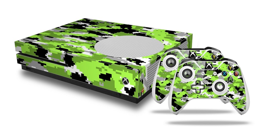 Skin XBOX One S Console Controller WraptorCamo Digital Camo Neon Green