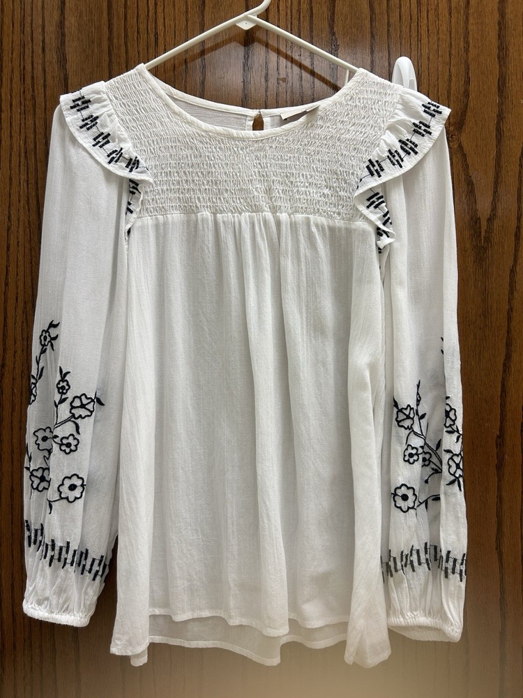 loft womens top White Lightweight Long Sleeve Small