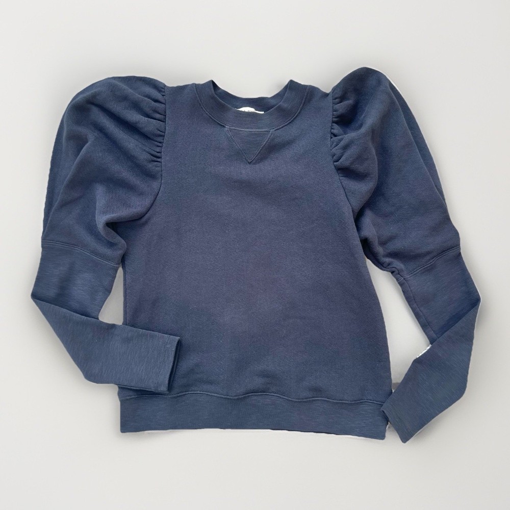 Ulla Johnson Puff Sleeve Crewneck Sweatshirt Philo 100% Cotton Black Sz Small