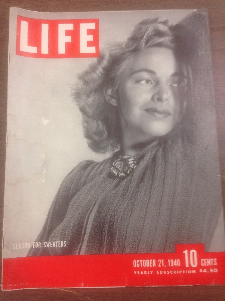 Life Magazine October 21 1940 Seasons For Sweaters  WWlI Era