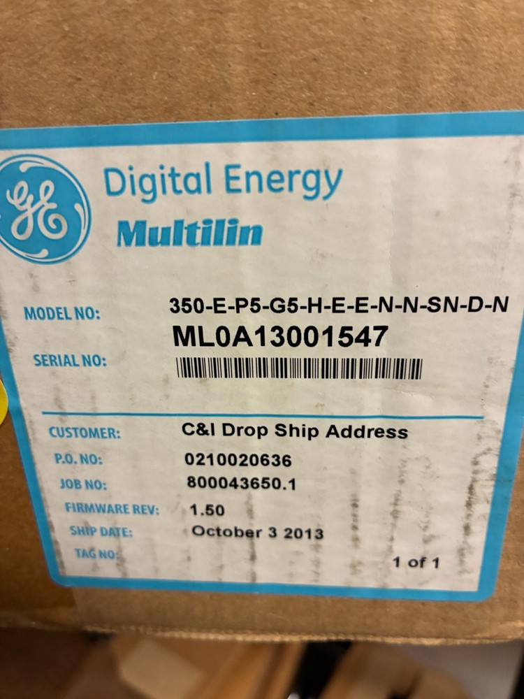 GE Multilin Feeder Protection System 350-E-P5-G5-H-E-E-N-N-SN-D-N Factory Sealed