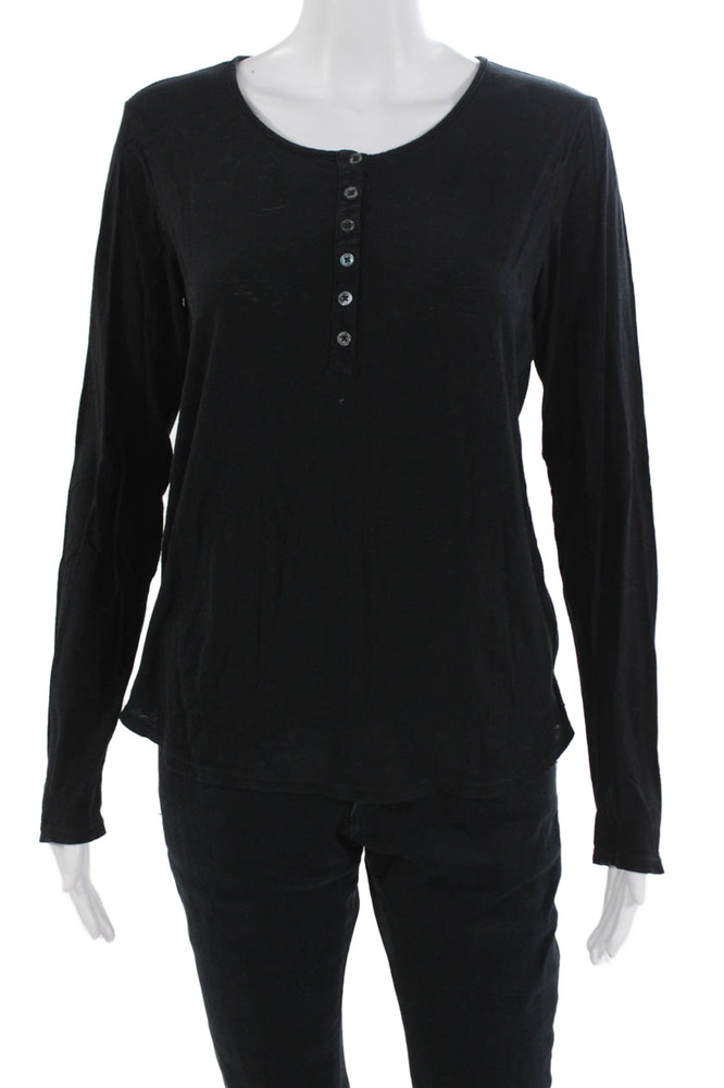 Standard James Perse Womens Button-Up Black Cotton Long Sleeve Size 3Free Shipping in US $100+ Orders | $6.95 Orders Below