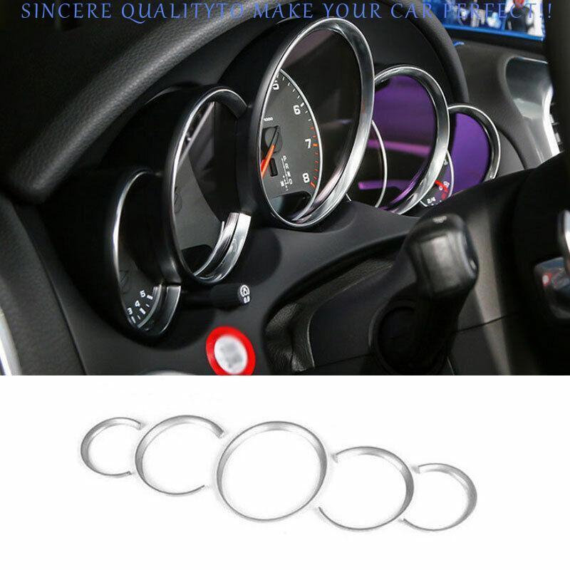 Silver For Porsche Panamera 2010-2016 Dash Speedometer Odometer Ring Covers Trim