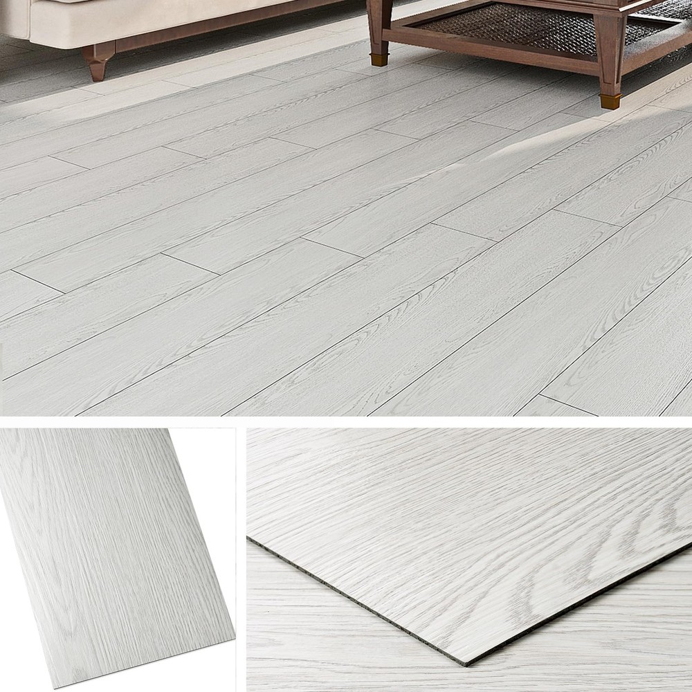 36-Pack 6x36 White Peel and Stick Floor Tile Wood Flooring Luxury Vinyl Plank...