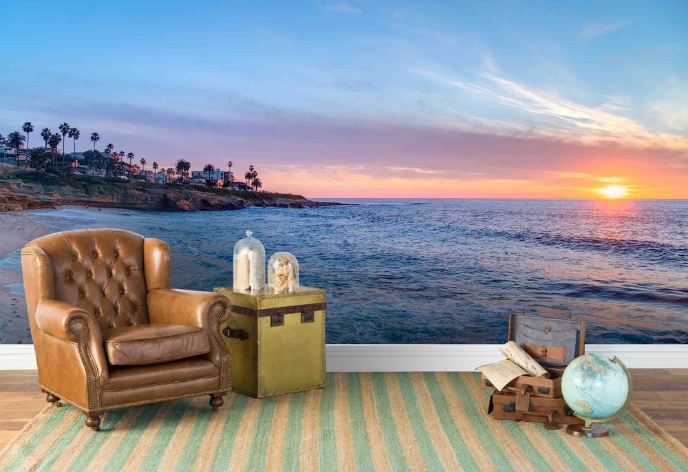 3D Sky Sea Sunset Landscape Wall Murals Wallpaper Murals Wall Sticker