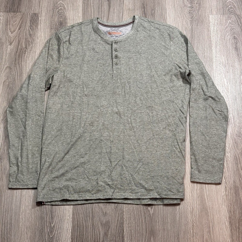 Weatherproof Vintage Mens XL Long Sleeve Jersey Henley Green Shirt