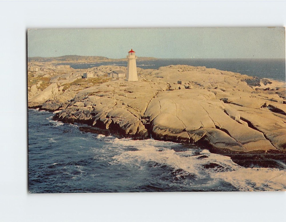 Postcard Aerial View Peggy's Cove Lighthouse Nova Scotia Canada