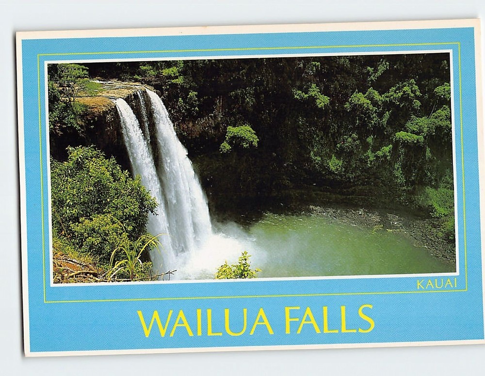 Postcard Wailua Falls Kauai Hawaii USA