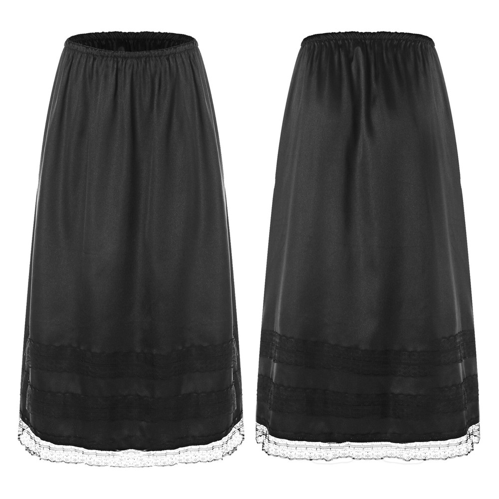 Womens Half Slip Safety Petticoat Dress Underskirt Lace Trim Gown Single Layer