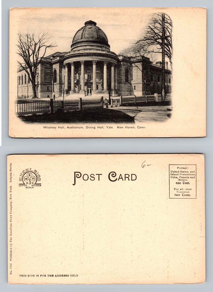 New Haven, CT-Connecticut, Woolsey Hall Yale University Scene Vintage Postcard
