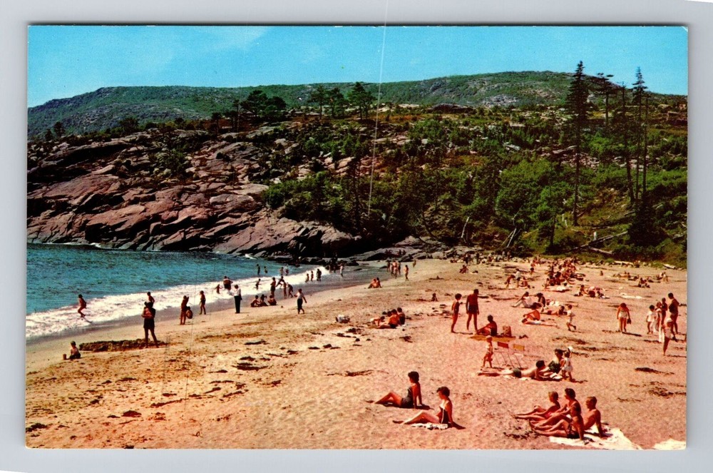 ME- Maine, Sand Beach, Bar Harbor, Antique, Vintage Souvenir Postcard