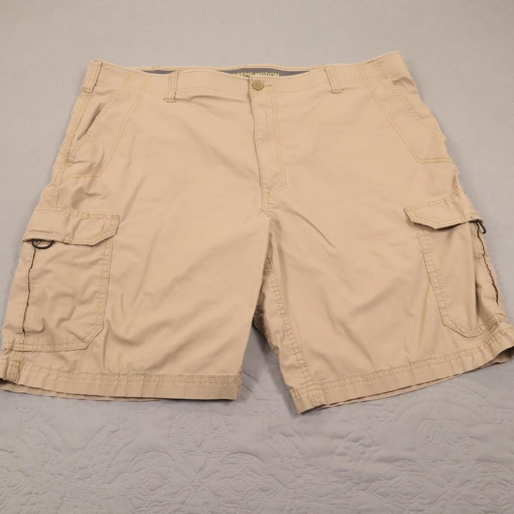 Lee Extreme Motion Cargo Shorts Mens 42 Beige Canvas Stretch Pockets Relaxed