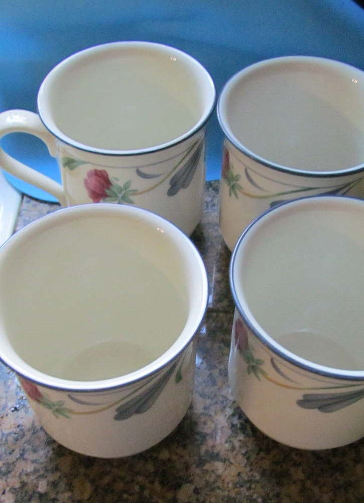 *Set of 4 Lenox Poppies on Blue Coffee Mugs