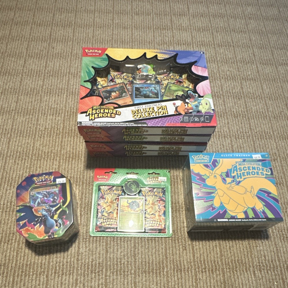 Pokémon Ascended Heroes Elite Trainer Box, Deluxe Pin Collection & Booster Lot