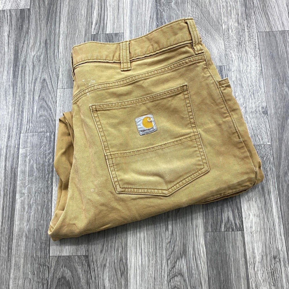 CARHARTT Relaxed Fit High Rise Straight Leg Camel Work Pants Men's Size 38 X 32