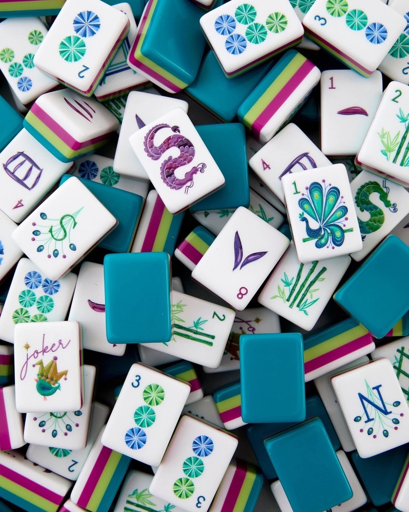 NEW! Beautiful Layered Mahjong Tiles – Aqua Blue - American Set 160 Tiles