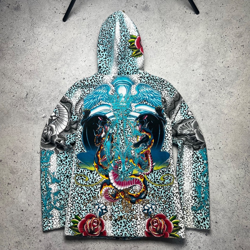 Christian Audigier Women’s Hoodie S Y2K Ed Hardy Style USA Full Zip