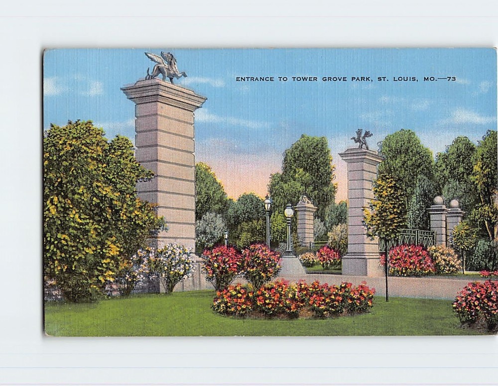 Postcard Entrance To Tower Grove Park, St. Louis, Missouri