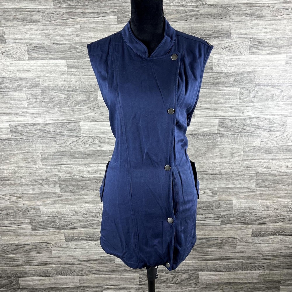 SIMPLY NOELLE Snap Up Stretch Waist Blue Blouse Top Women's Size XXL
