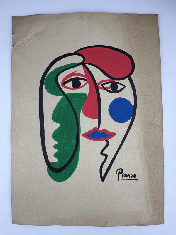 Pablo Picasso COA Art Painting Original Drawing Vintage Paper Signed