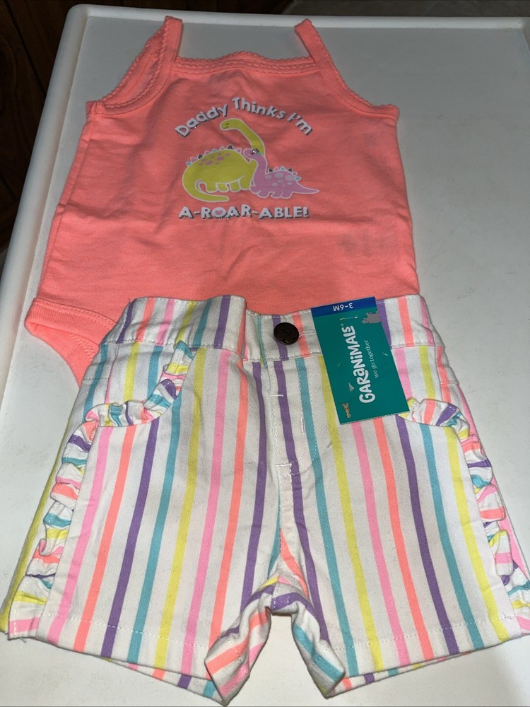 Baby Girls Garanimals Size 3-6 Months Short Set: Snap Shirt and Shorts