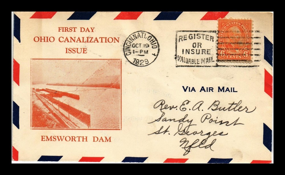Dr Jim Stamps Us Cover Ohio Canalization Emsworth Dam Roessler Cachet