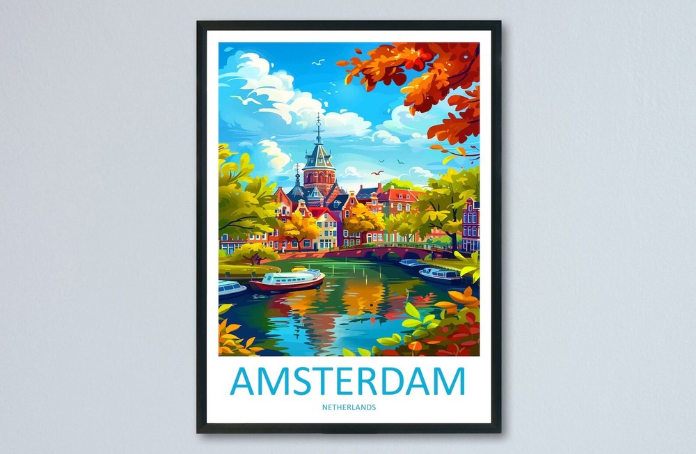 Amsterdam Travel Print Wall Art Amsterdam Wall Hanging Home Dcor Amsterdam Gift