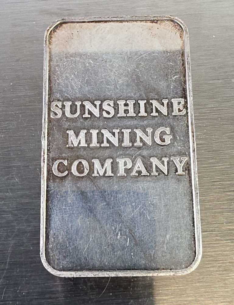 Sunshine Mining Company 5 OZ-T FIVE TROY OUNCES .999 Fine Silver Bullion Bar