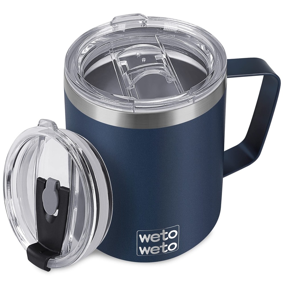 14 oz Coffee Mug, Vacuum Insulated Camping Mug with Lid, Double Wall Stainles...