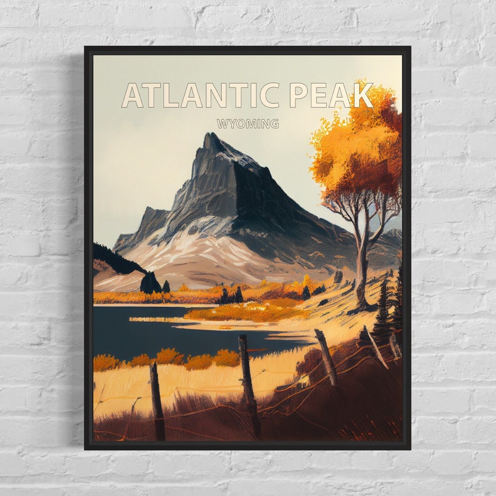 Atlantic Peak Wyoming Retro Art Print Atlantic Peak Wall Art Painting Atlantic