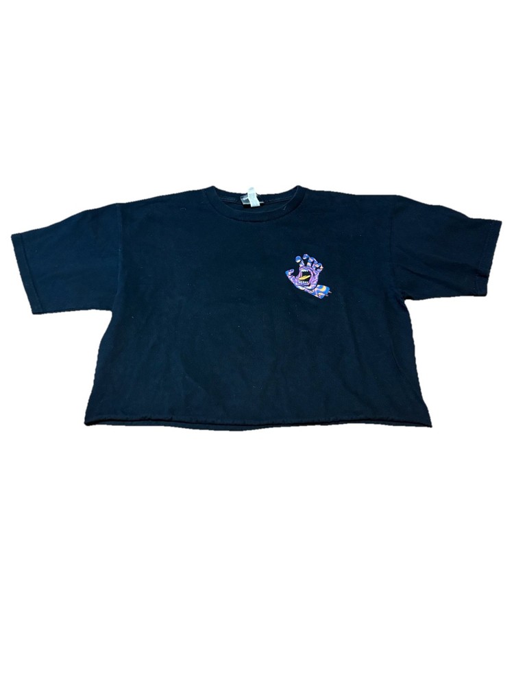 Youth Santa Cruz Skateboards Screaming Hand Graphic Long Sleeve Crop Shirt Sz M