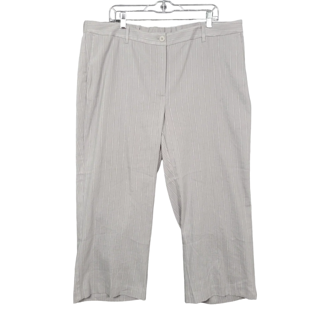 J Jill Gray Linen Stretch Striped Crop Dress Pants Size 22